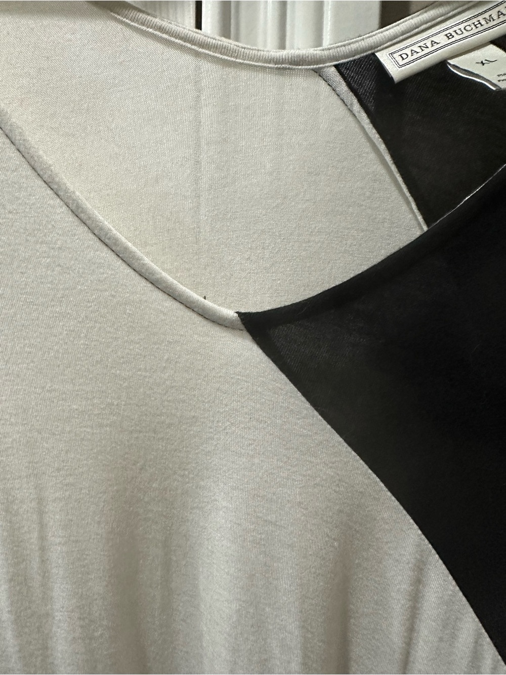 Dana Buchman Cream Top with Black Contrast Panel